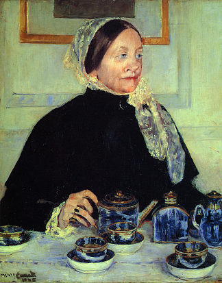 茶几上的女士 Lady at the Tea Table (1885)，玛丽·卡萨特