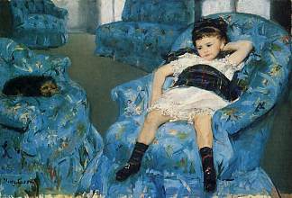 蓝色扶手椅上的小女孩 Little Girl in a Blue Armchair (1878)，玛丽·卡萨特