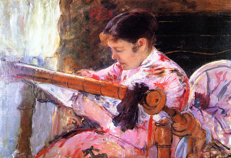 挂毯织机上的莉迪亚 Lydia at the Tapestry Loom (1880 - 1881)，玛丽·卡萨特