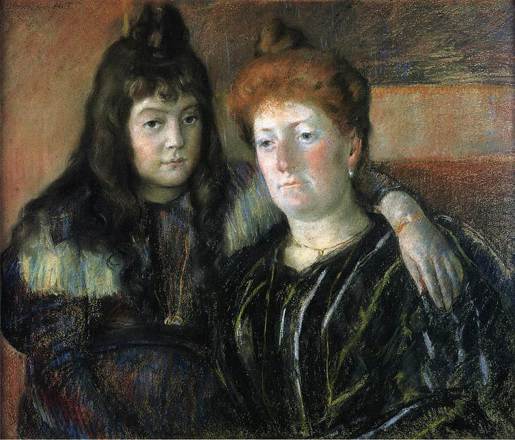 梅尔森夫人和她的女儿 Madame Meerson and Her Daughter (c.1899)，玛丽·卡萨特