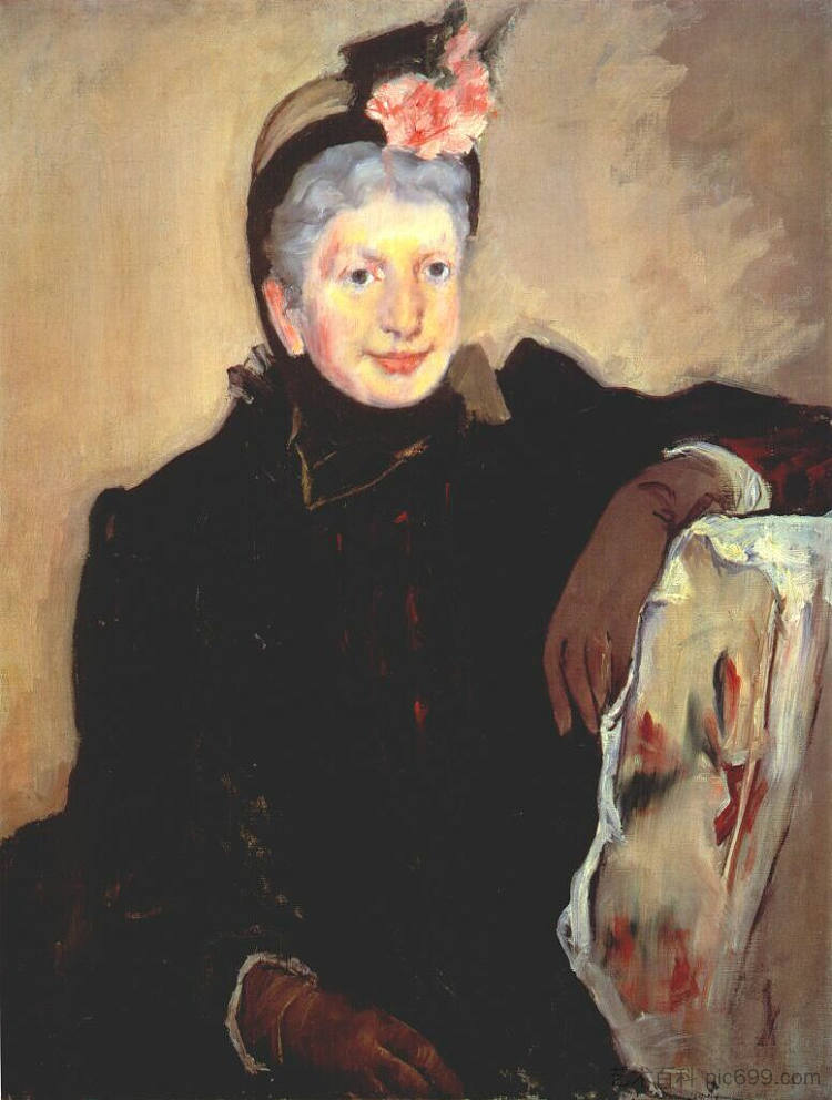 一位老太太的肖像 Portrait of an elderly lady (1883)，玛丽·卡萨特