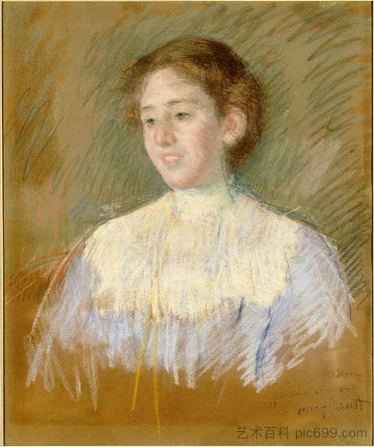 阿尔弗雷德·拉弗涅夫人的肖像，原名马格达莱娜·梅隆 Portrait of Madame Alfred Lavergne, born Magdalena Mellon (1902 - 1905)，玛丽·卡萨特