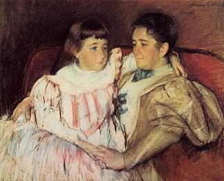 哈维迈耶夫人和她的女儿伊莱克特拉的肖像 Portrait of Mrs Havemeyer and Her Daughter Electra (1895)，玛丽·卡萨特