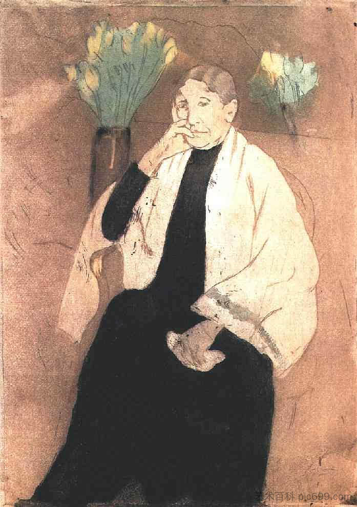 艺术家母亲的肖像 Portrait of the Artist s Mother (1889 - 1890)，玛丽·卡萨特