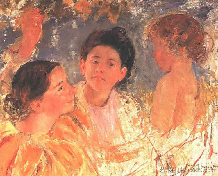 两个带着孩子的年轻女孩 Two Young Girls with a Child (1897)，玛丽·卡萨特