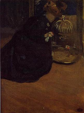 带长尾小鹦鹉的女人 Woman with a Parakeet (1898)，玛丽·卡萨特