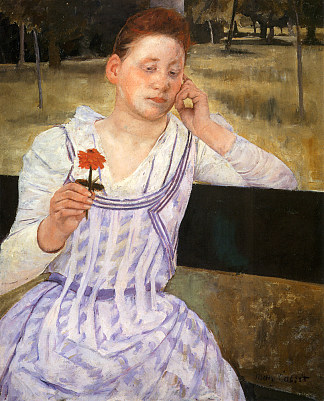 女人与红色百日菊 Woman With A Red Zinnia (1891)，玛丽·卡萨特