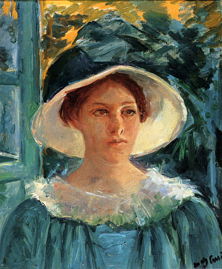 年轻女子在阳光下的绿色户外 Young Woman In Green Outdoors In The Sun (c.1914)，玛丽·卡萨特