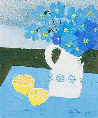 花瓶里的花与柠檬 Flowers in a vase with lemon (1987)，玛丽·费登