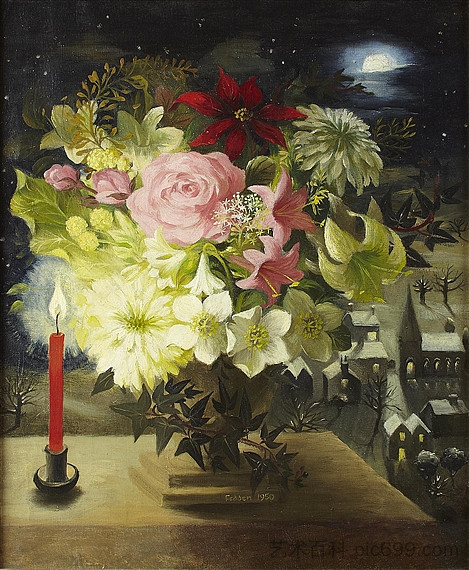 冬季静物与蜡烛 Winter Still Life with Candle (1950),玛丽·费登
