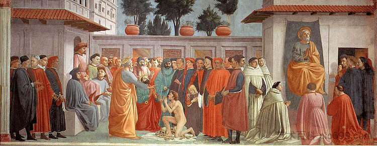 特奥菲勒斯和圣彼得之子登基 Raising of the Son of Teophilus and St.Peter Enthroned (1427),马萨乔