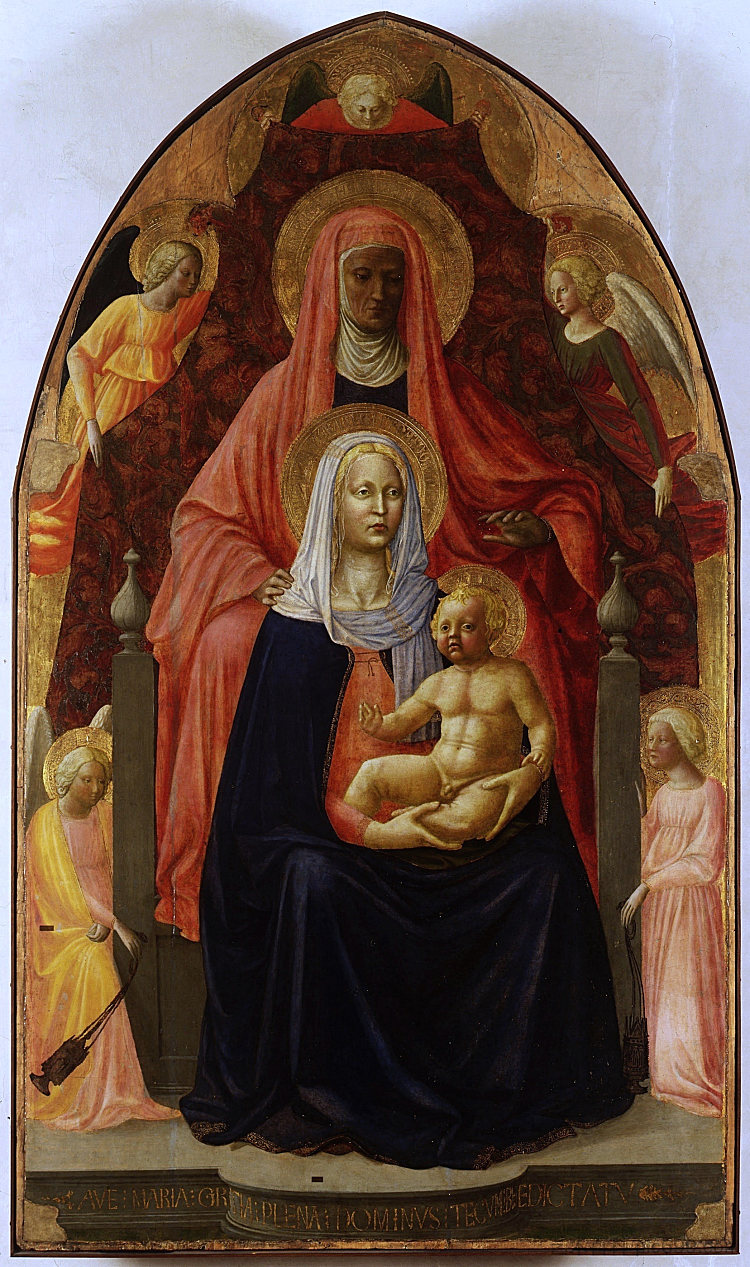 麦当娜和圣子与圣。安娜。 The Madonna and Child with st.Anna. (c.1424)，马萨乔