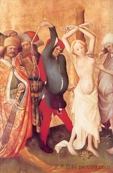 圣芭芭拉祭坛上的圣芭芭拉殉难 Martyrdom of St Barbara from the St Barbara altar (c.1410 - c.1415)，弗兰克大师