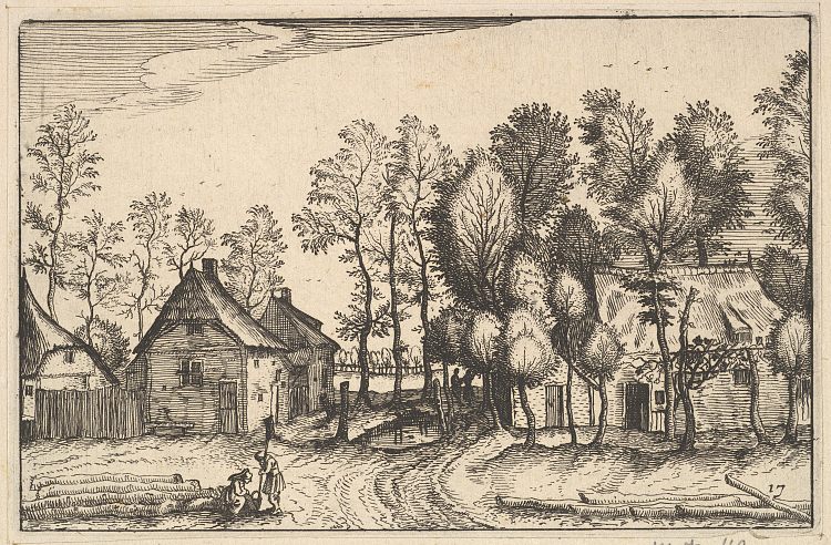 景观与凿成的树木，图版17，来自Regiunculae et villae 等分的Ducatus brabantiae Landscape with Hewed Trees, Plate17 from Regiunculae Et Villae Aliquot Ducatus Brabantiae (c.1610)，小山水大师