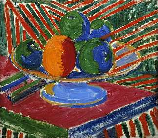 盘子里的水果 Fruit in a Dish (1915)，马修·史密斯