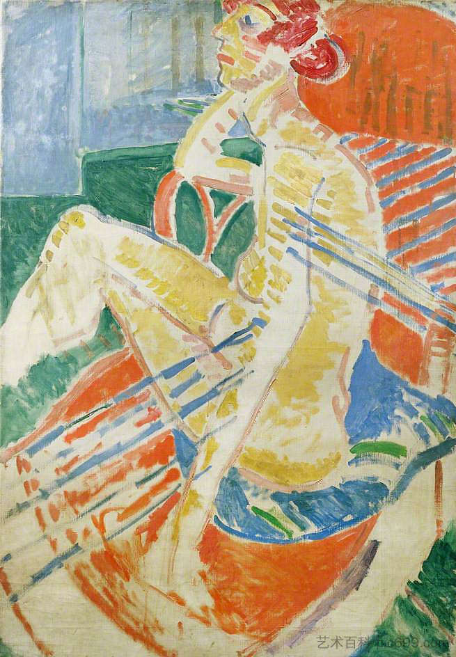 椅子上的裸体 Nude in a Chair (1915)，马修·史密斯