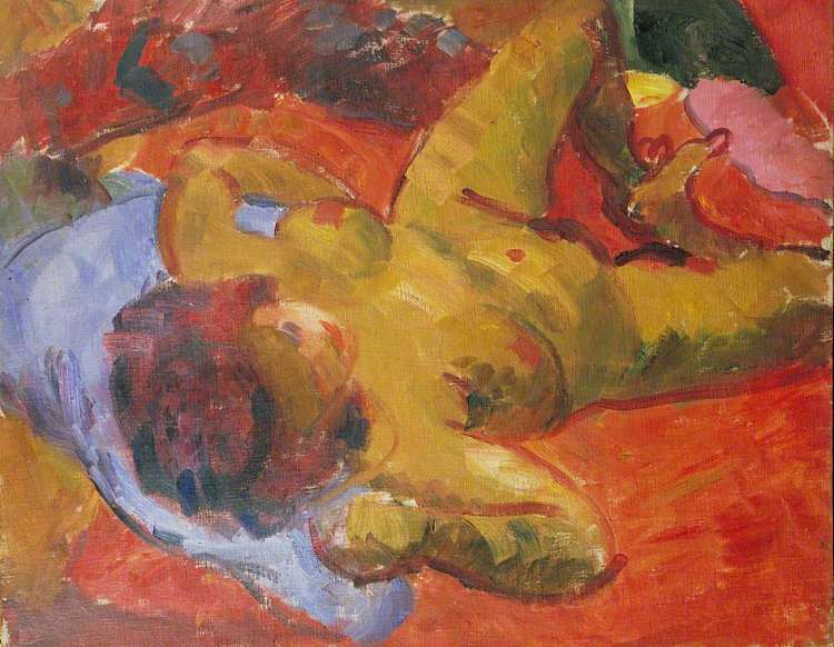 裸体与蓝色枕头 Nude with a Blue Pillow (1923)，马修·史密斯