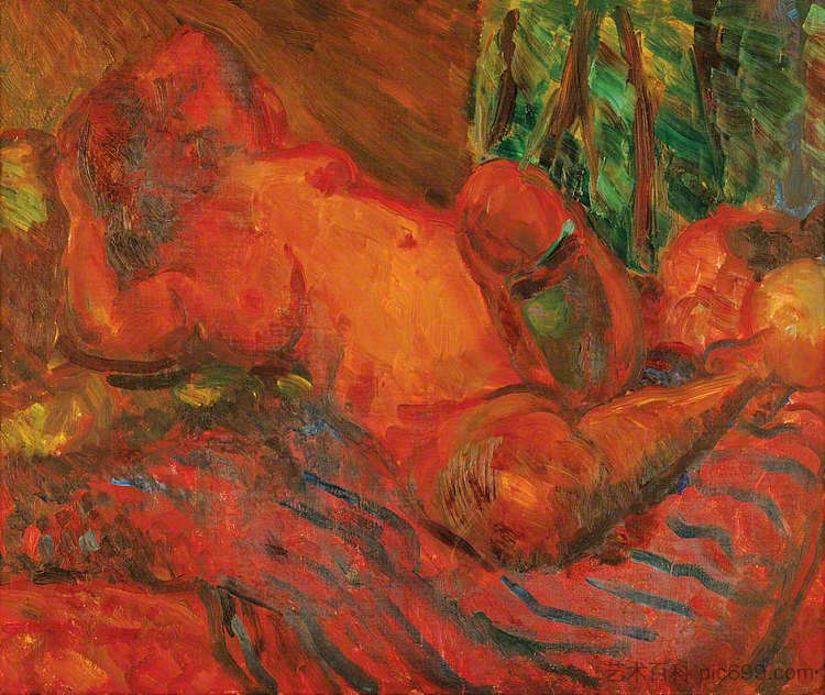 斜倚的红色裸体II Reclining Red Nude II (1924)，马修·史密斯