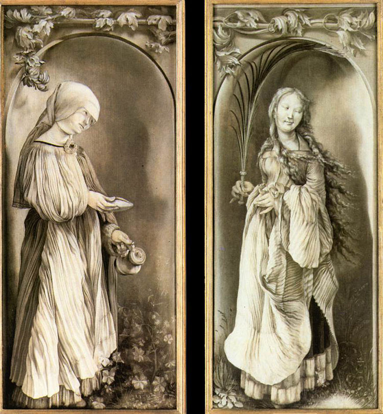 圣伊丽莎白和棕榈树的圣妇 St. Elizabeth and a Saint Woman with Palm (1508 - 1511)，马蒂亚斯·格吕内瓦尔德