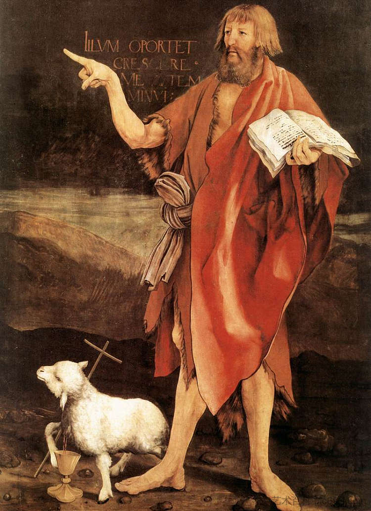 施洗者圣约翰(细节来自伊森海姆祭坛画的天使报喜) St. John the Baptist (detail from the Annunciation from the Isenheim Altarpiece) (c.1512 - c.1516),马蒂亚斯·格吕内瓦尔德