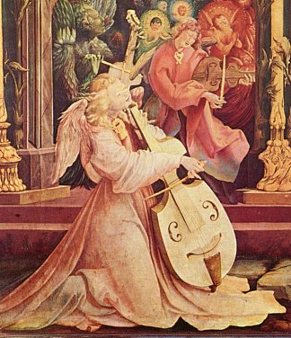 天使音乐会（细节来自伊森海姆祭坛画） The Concert of Angels (detail from the Isenheim Altarpiece) (c.1512 – c.1516)，马蒂亚斯·格吕内瓦尔德