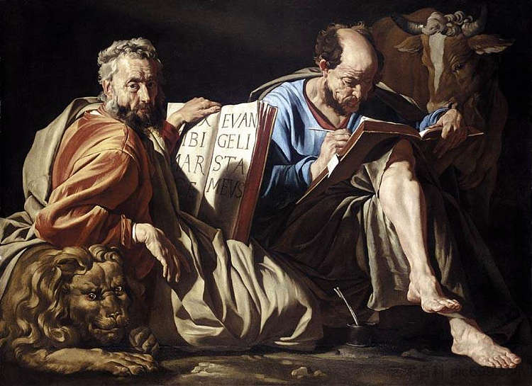 福音传教士圣马可和圣路加 The Evangelists St. Mark and St. Luke (c.1635)，马蒂亚斯·斯托姆