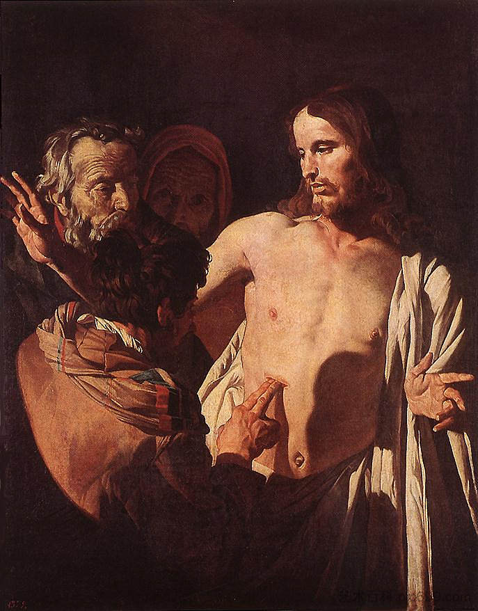 圣托马斯的怀疑 The Incredulity of St. Thomas (c.1620)，马蒂亚斯·斯托姆