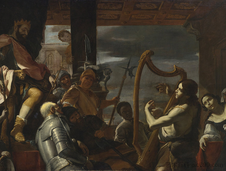 大卫在扫罗面前弹竖琴 David Playing the Harp before Saul，马蒂亚·普雷蒂