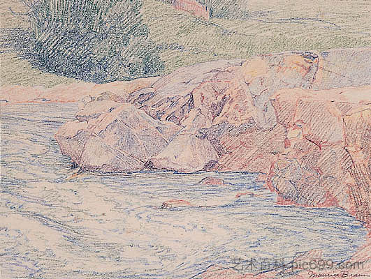 溪流中的岩石 Rocks in a Stream (1920)，莫里斯·布劳恩