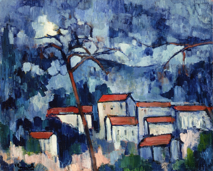 红色屋顶景观 Landscape with Red Roofs (1907),莫里斯·德·乌拉曼克