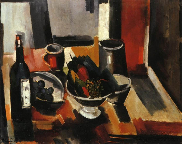 静物与水果篮 Still Life with Basket of Fruit (1918),莫里斯·德·乌拉曼克