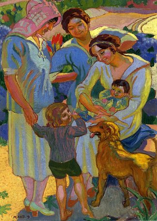 在孩子和狗周围 Around a Child with Dog (1919)，莫里斯·丹尼斯