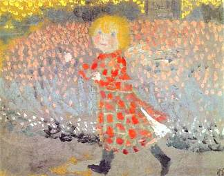 穿着围裙的孩子或穿着红色连衣裙的小女孩 Child in an Apron or Little Girl in a Red Dress (c.1889)，莫里斯·丹尼斯