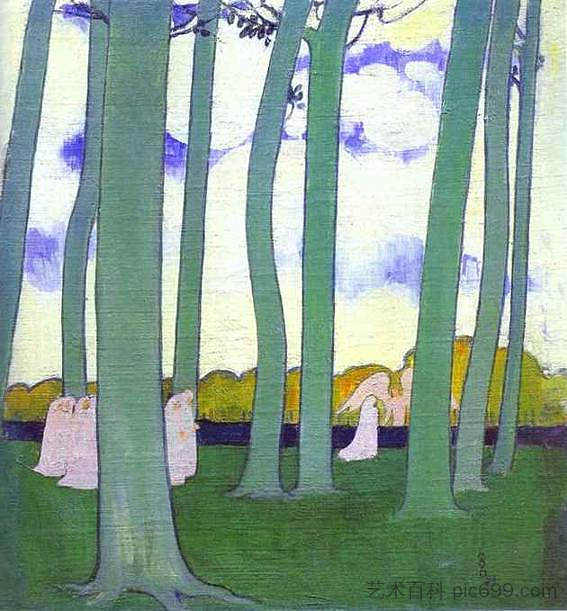 克杜尔绿树或山毛榉树的景观 Landscape with Green Trees or Beech Trees in Kerduel (1893),莫里斯·丹尼斯