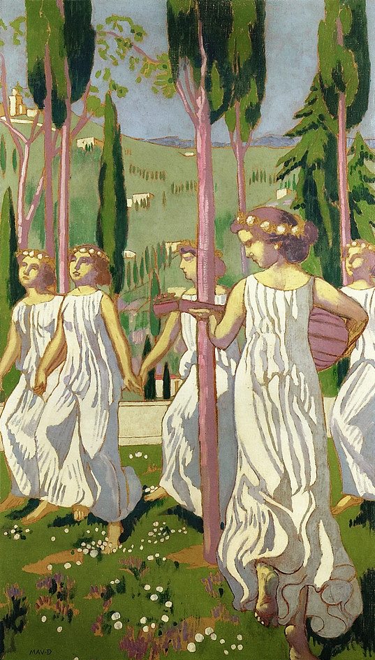 舞者（又名永恒之夏，威斯巴登） The Dancers (also known as Eternal Summer, Wiesbaden) (c.1905)，莫里斯·丹尼斯