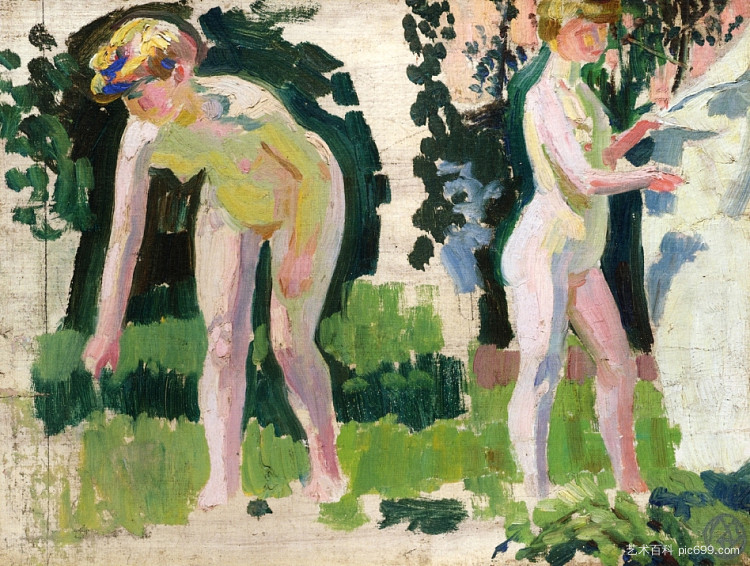 两项裸体户外研究 Two Studies of a Nude Outdoors (c.1907)，莫里斯·丹尼斯