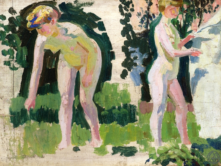 两项裸体户外研究 Two Studies of a Nude Outdoors (c.1907)，莫里斯·丹尼斯