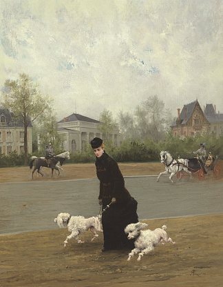 博洛尼亚木的优雅 Elegant in Bois de Bologne (c.1877)，莫里斯·波尔森