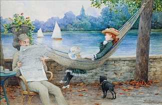 维希，在阿利尔河畔的公园里小睡 Vichy, a nap in the park on the banks of the Allier (1880)，莫里斯·波尔森