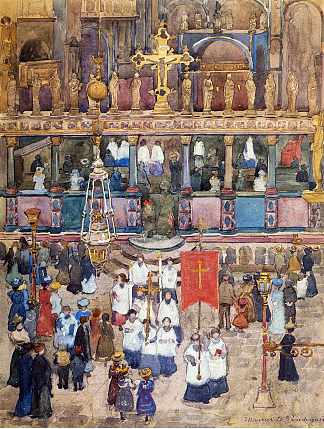 复活节游行，圣马可 Easter Procession, St. Mark’s (c.1898 – c.1899)，莫里斯·普雷德加斯特