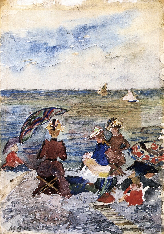 海滩上的人物 Figures on the Beach (c.1892 - c.1894)，莫里斯·普雷德加斯特