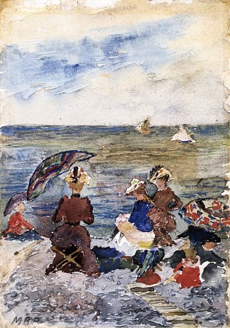 海滩上的人物 Figures on the Beach (c.1892 – c.1894)，莫里斯·普雷德加斯特