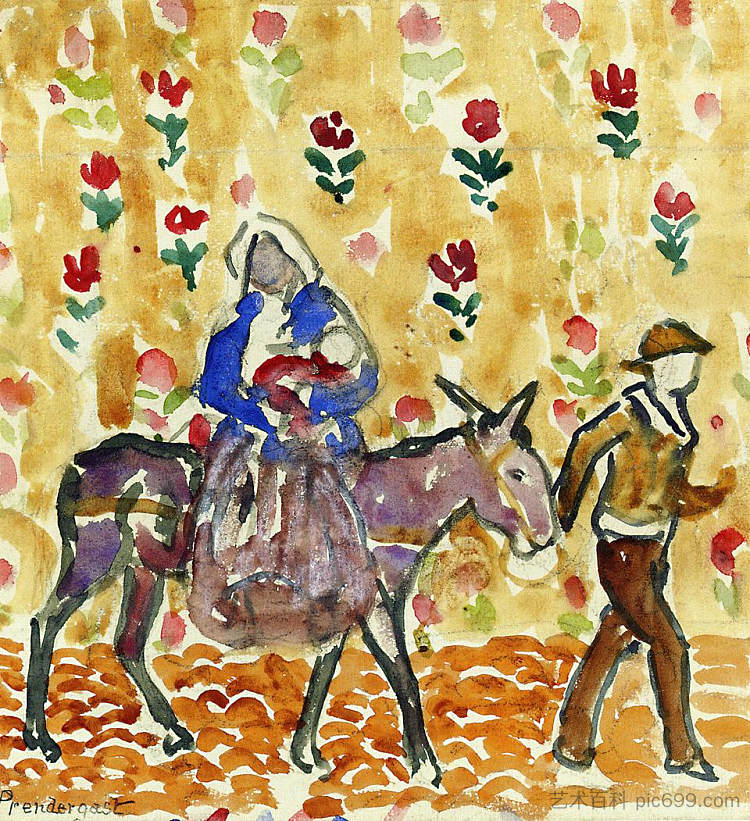 飞往埃及 Flight into Egypt (c.1912 - c.1915)，莫里斯·普雷德加斯特