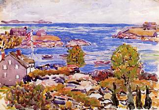 海湾里有旗帜的房子 House with Flag in the Cove (c.1910 – c.1911)，莫里斯·普雷德加斯特