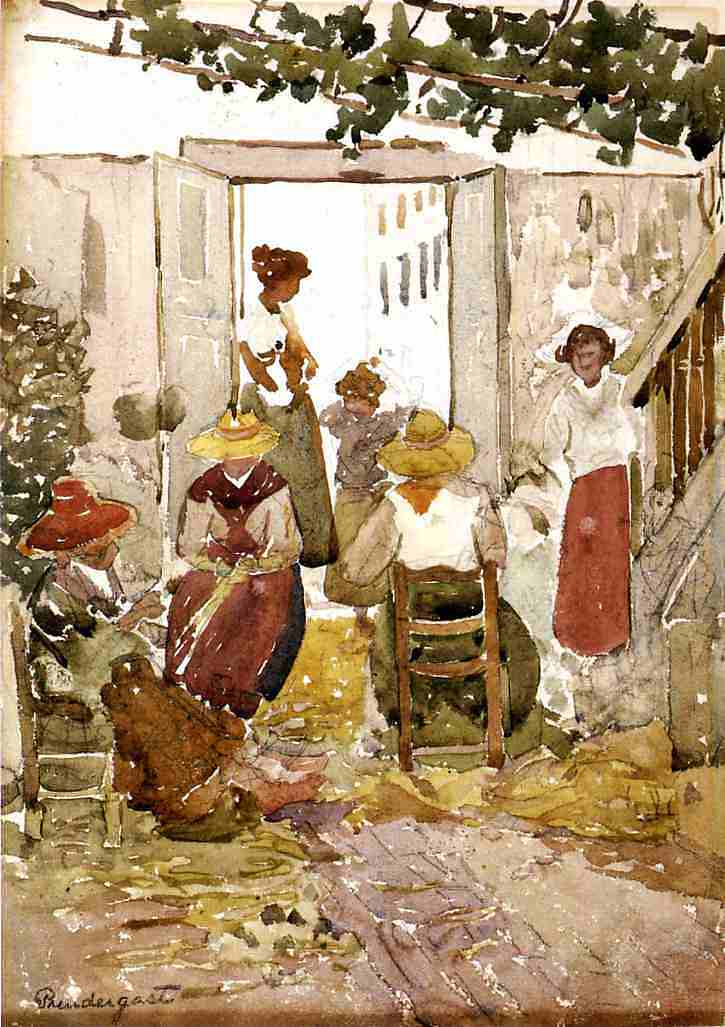花边制造商， 威尼斯 Lacemakers, Venice (c.1898 - c.1899)，莫里斯·普雷德加斯特