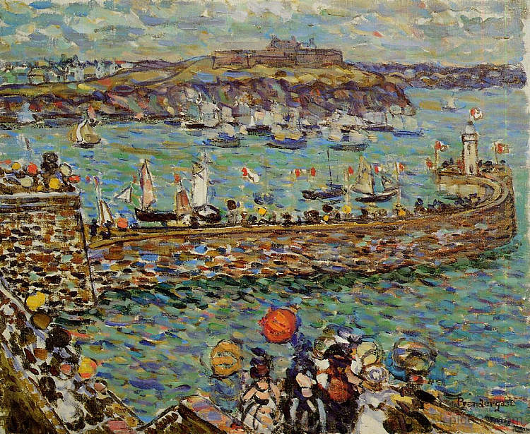 圣马洛灯塔 Lighthouse at St. Malo (c.1907)，莫里斯·普雷德加斯特