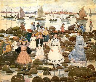 退潮，比奇蒙特 Low Tide, Beachmont (c.1900 – c.1905)，莫里斯·普雷德加斯特
