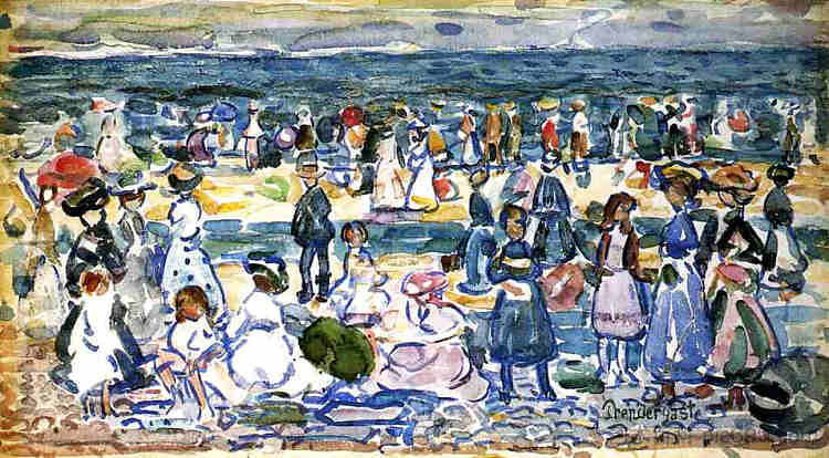 退潮,里维尔海滩 Low Tide, Revere Beach (c.1910 - c.1911),莫里斯·普雷德加斯特