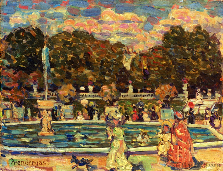 卢森堡花园 Luxembourg Gardens (c.1907),莫里斯·普雷德加斯特