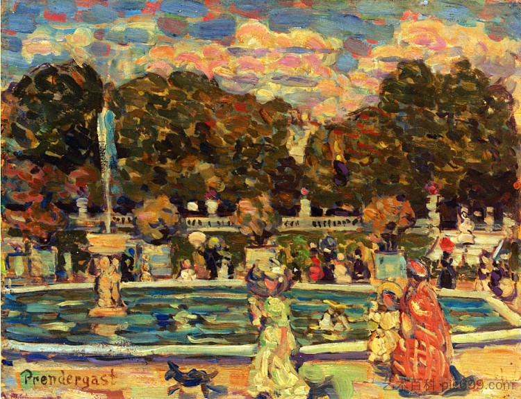 卢森堡花园 Luxembourg Gardens (c.1907)，莫里斯·普雷德加斯特